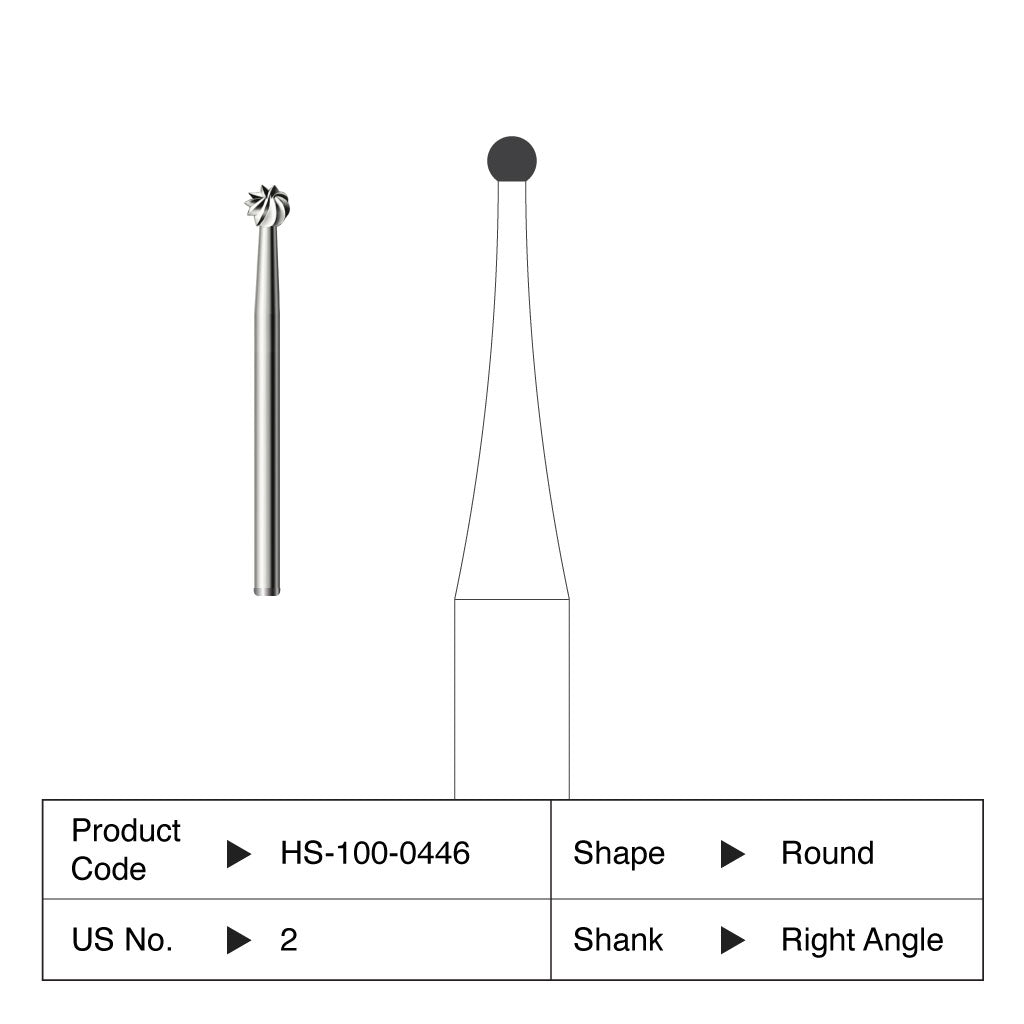 HS Bur Steel Right Angle Round 2 6/Pack