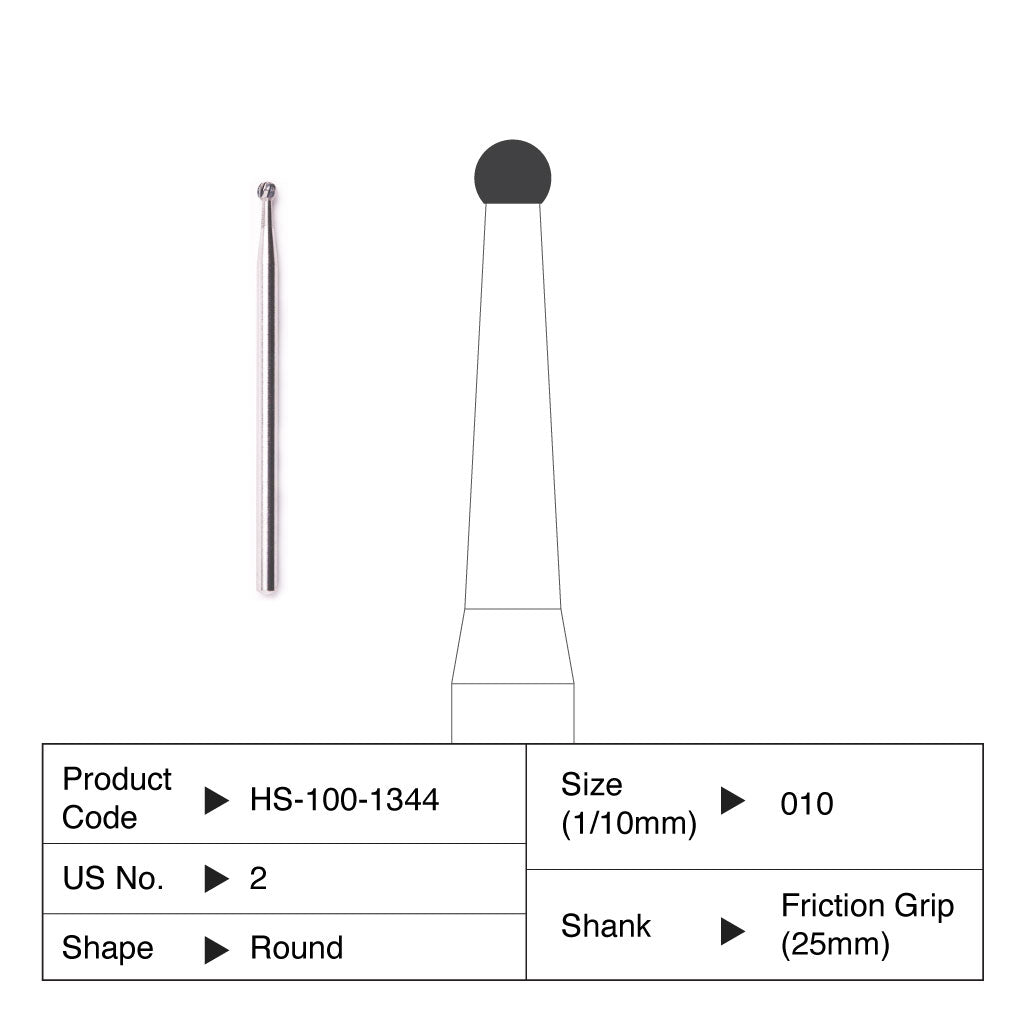 HS Carbide Bur Surgical Friction Grip Surgical Length 2 5/Pack