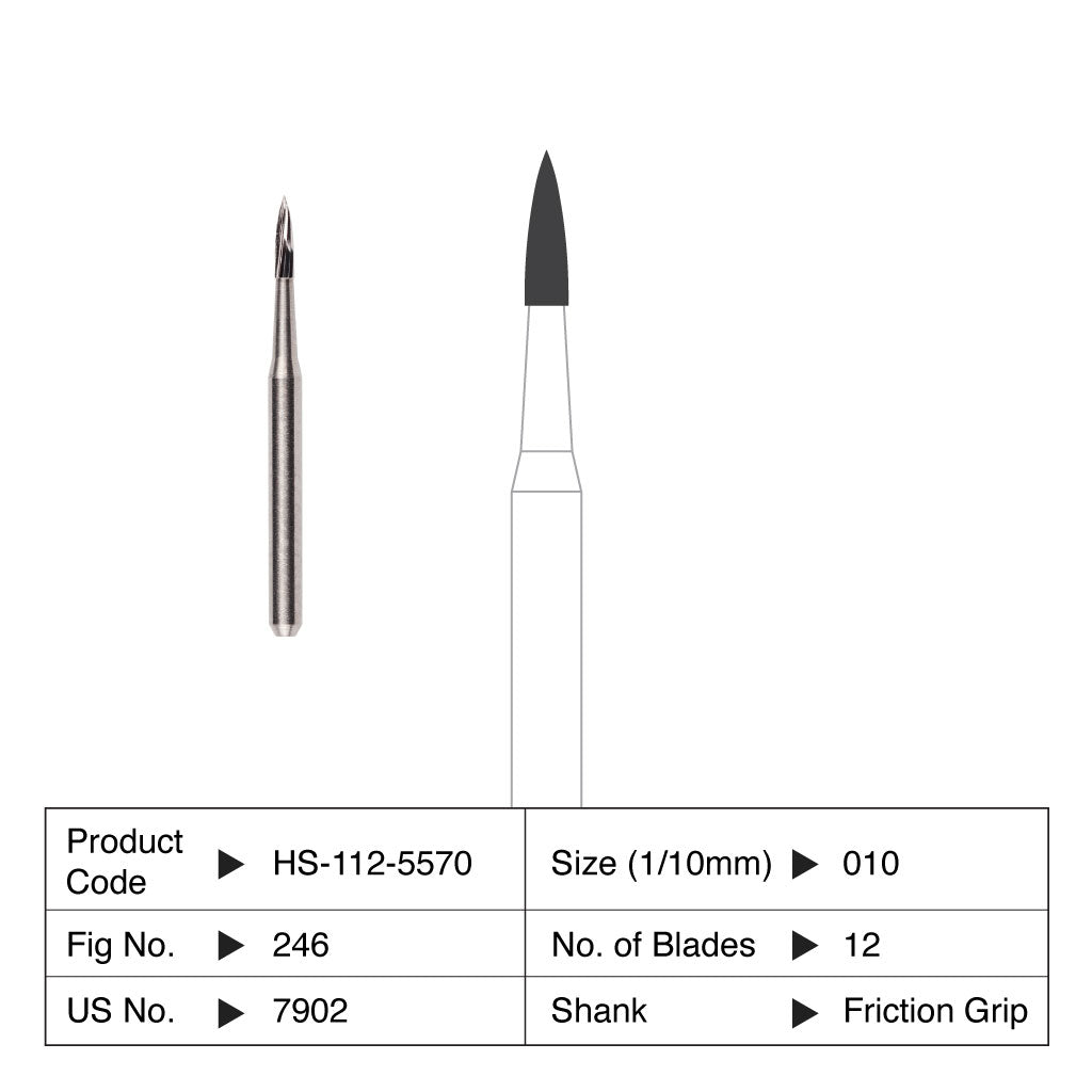 HS Carbide Bur Needle Orthodontic Friction Grip 7902 5/Pack