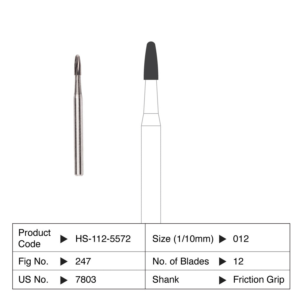 HS Carbide Bur Bullet Orthodontic Friction Grip 7803 5/Pack