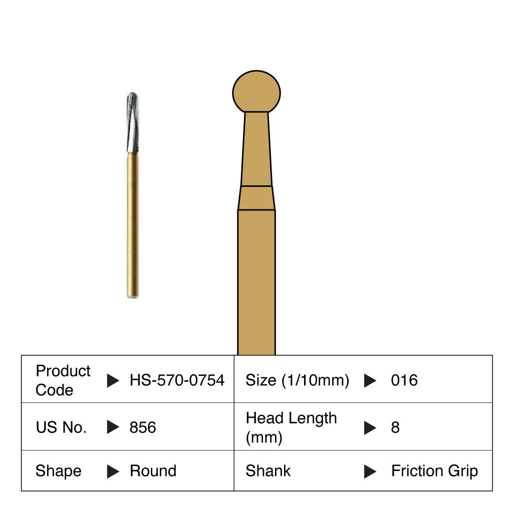 HS Carbide Bur Crown Cutter Friction Grip 856-016 5/Pack