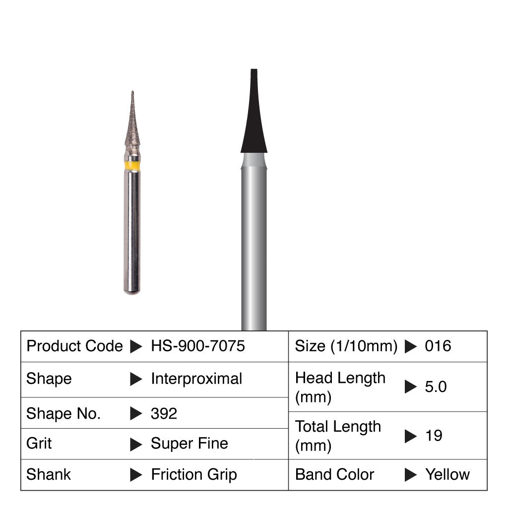 HS Maxima Diamond Bur Interproximal Friction Grip Super Fine 392-016SF 5/Pack