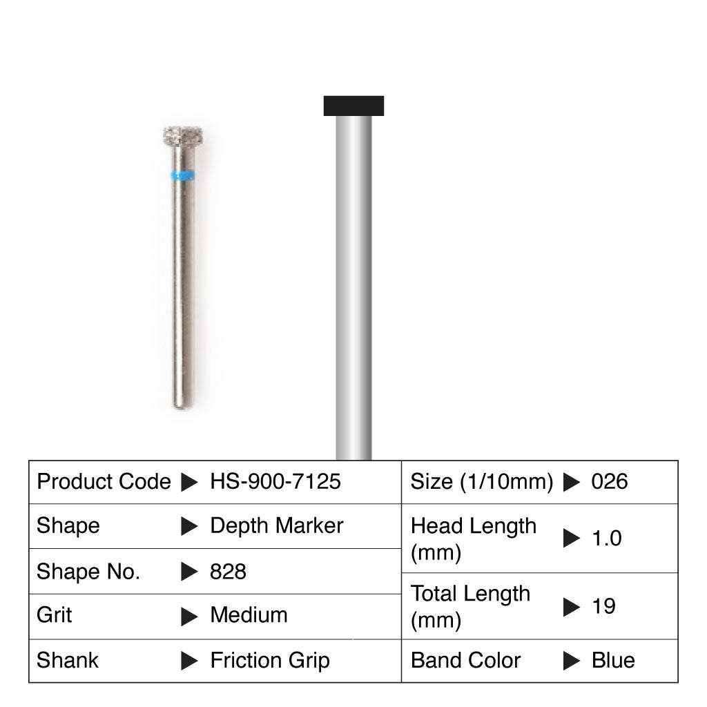 HS Maxima Diamond Bur Depth Marker Friction Grip Medium 828-026M 5/Pack