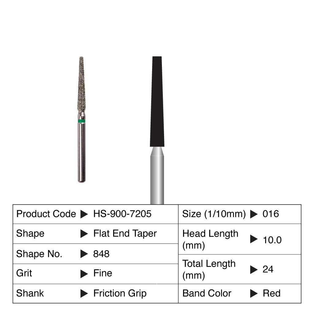 HS Maxima Diamond Bur Flat End Taper Friction Grip Fine 848-016F 5/Pack