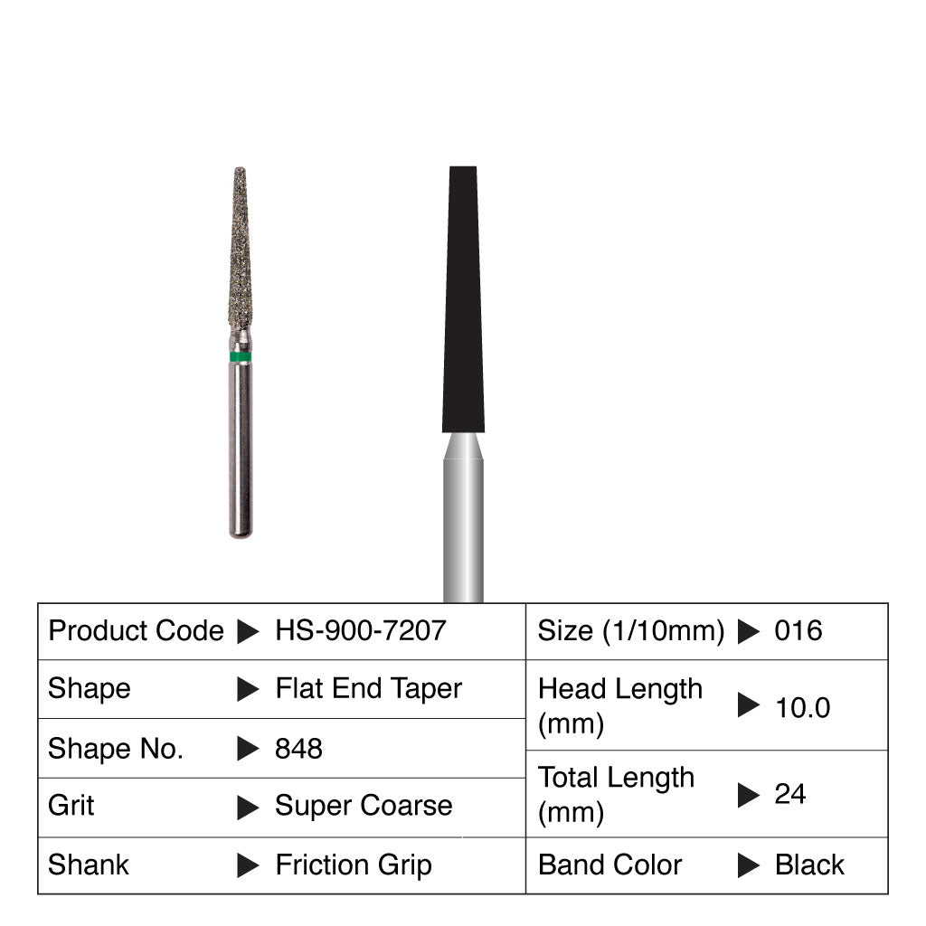 HS Maxima Diamond Bur Flat End Taper Friction Grip Super Coarse 848-016SC 5/Pack