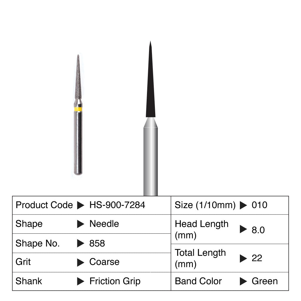 HS Maxima Diamond Bur Needle Friction Grip Coarse 858-010C 5/Pack