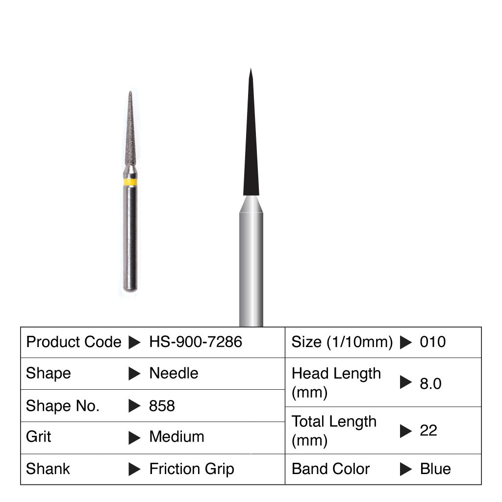 HS Maxima Diamond Bur Needle Friction Grip Medium 858-010M 5/Pack