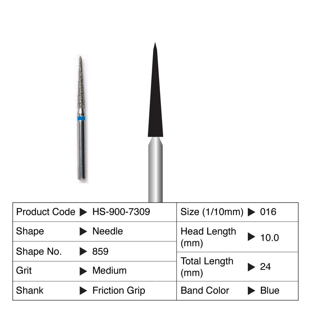 HS Maxima Diamond Bur Needle Friction Grip Needle Medium 859-016M 5/Pack