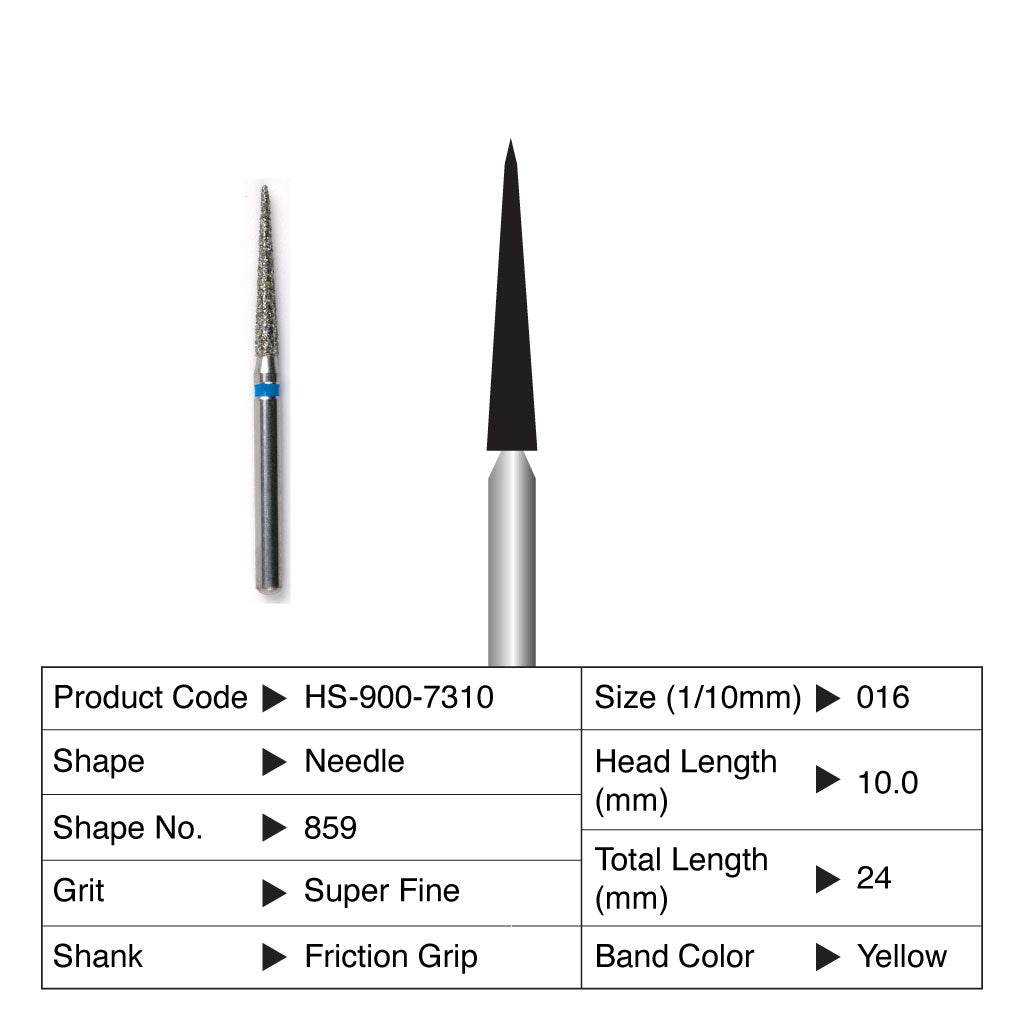 HS Maxima Diamond Bur Needle Friction Grip Super Fine 859-016SF 5/Pack