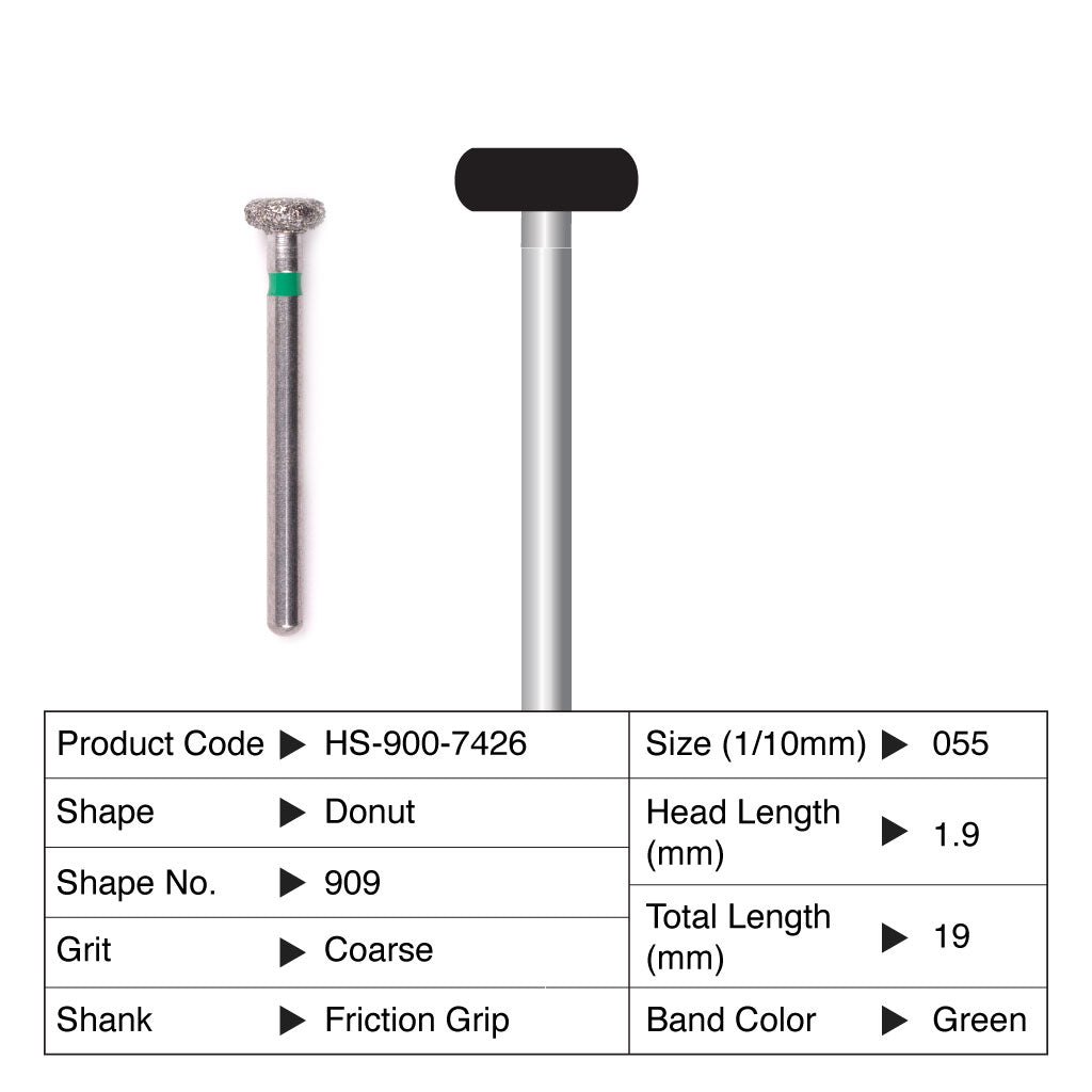 HS Maxima Diamond Bur Friction Grip Coarse 909-055C 5/Pack