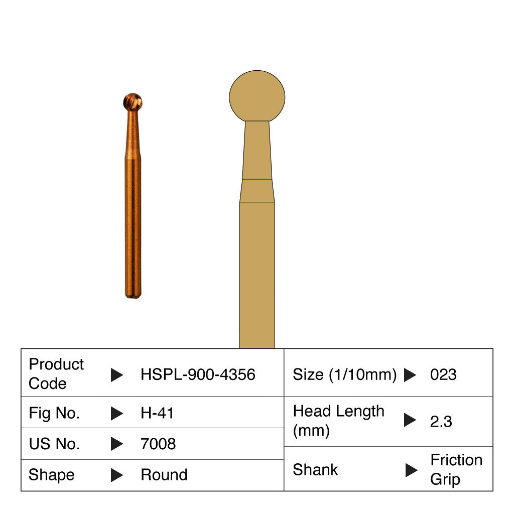 HSPL Carbide Bur Round Trimming &amp; Finishing Friction Grip 7008 5/Pack