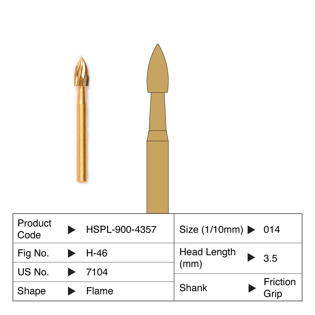 HSPL Carbide Bur Flame Trimming &amp; Finishing Friction Grip 7104 5/Pack