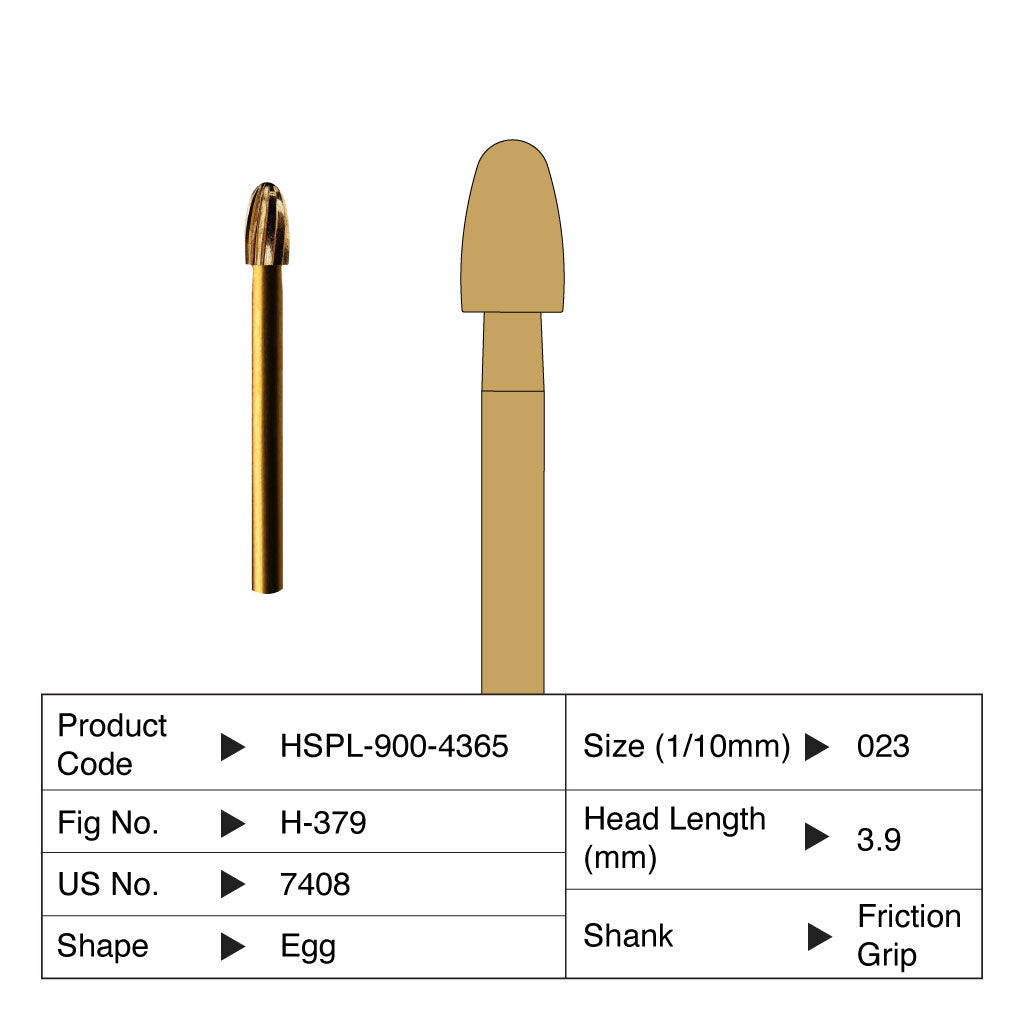 HSPL Carbide Bur Egg Trimming &amp; Finishing Friction Grip 7408 5/Pack