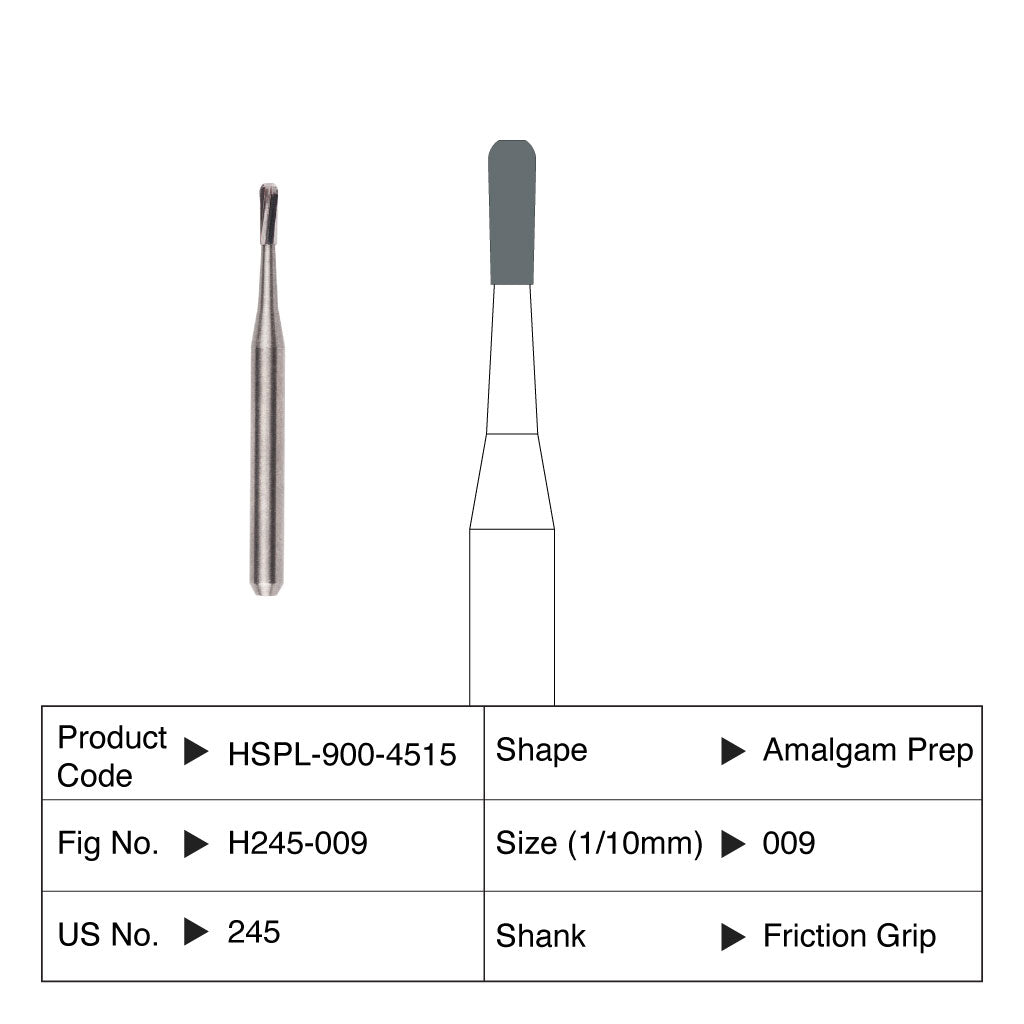 HSPL Maxima Carbide Bur Amalgam Prep Operative Friction Grip 245 10/Pack