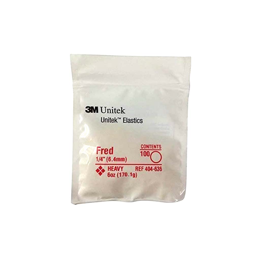 [HKIDEAS]3M Unitek Latex Intraoral Elastics-Fred, 1/4&quot;, 6oz Heavy, 30x100Pcs/Pack